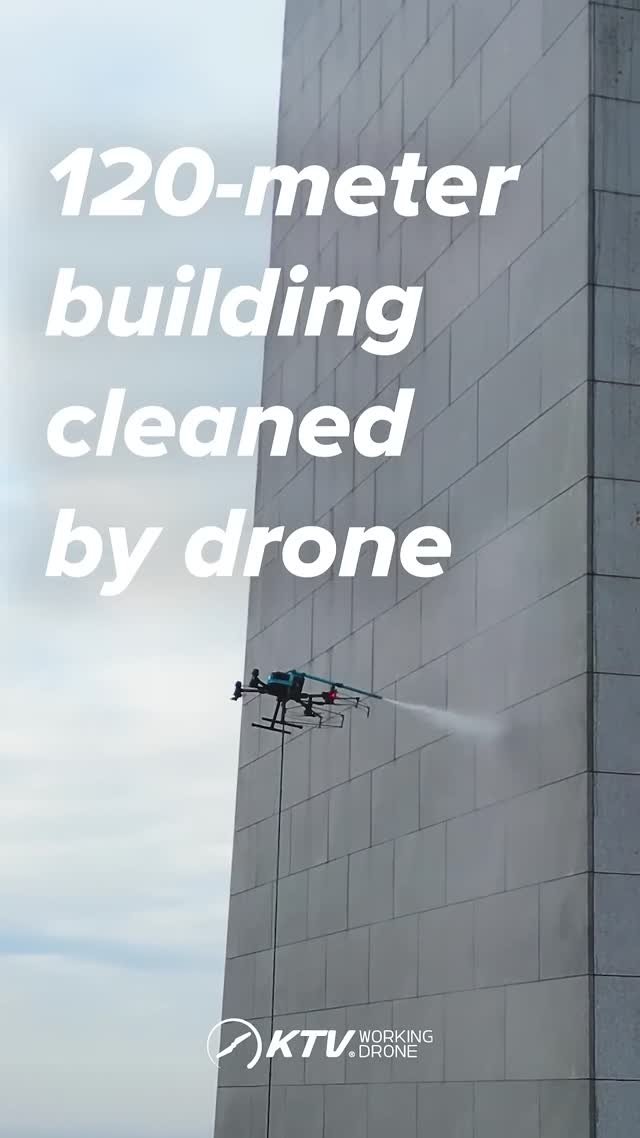 Drone KTV limpiando fachada